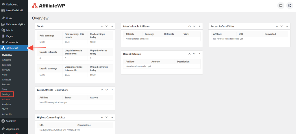 AffiliateWP Settings