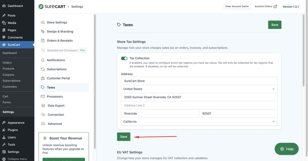 save store tax settings