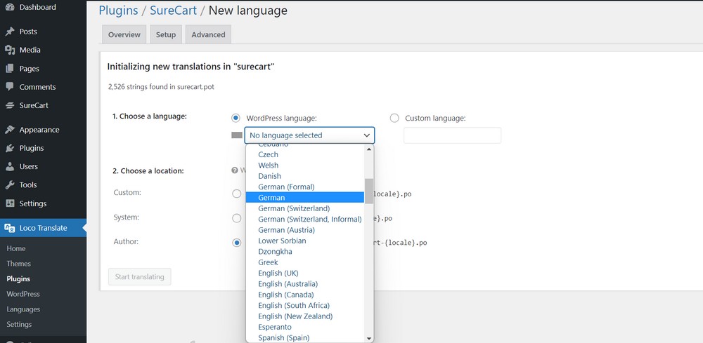 Selecting multilingual language