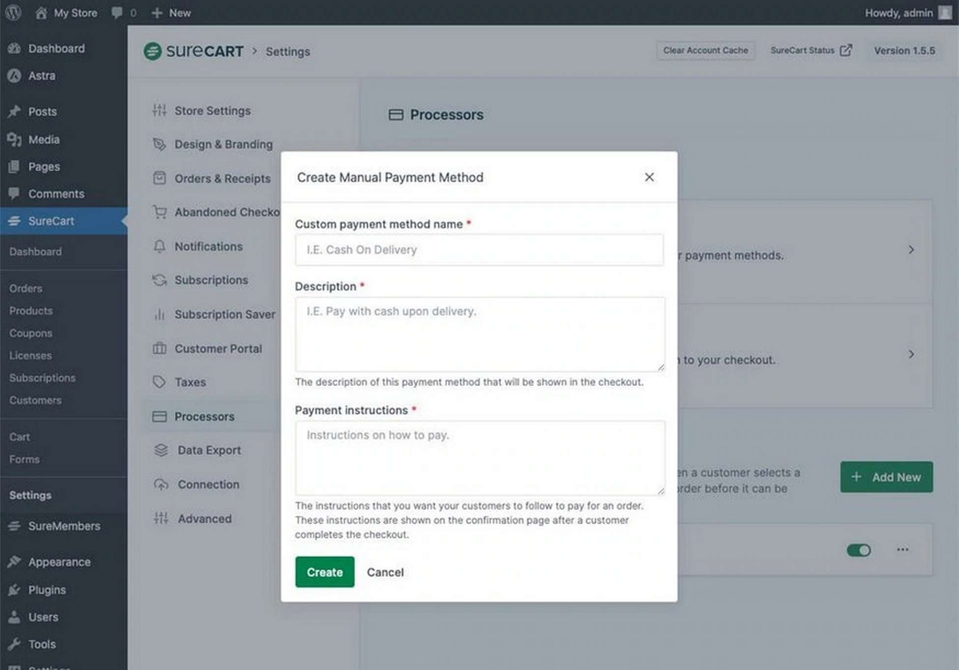 SureCart manual payments