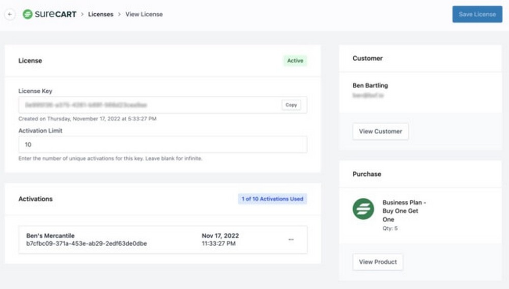 License management SureCart