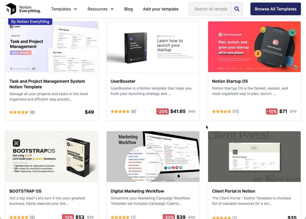 Notion Everything marketplace