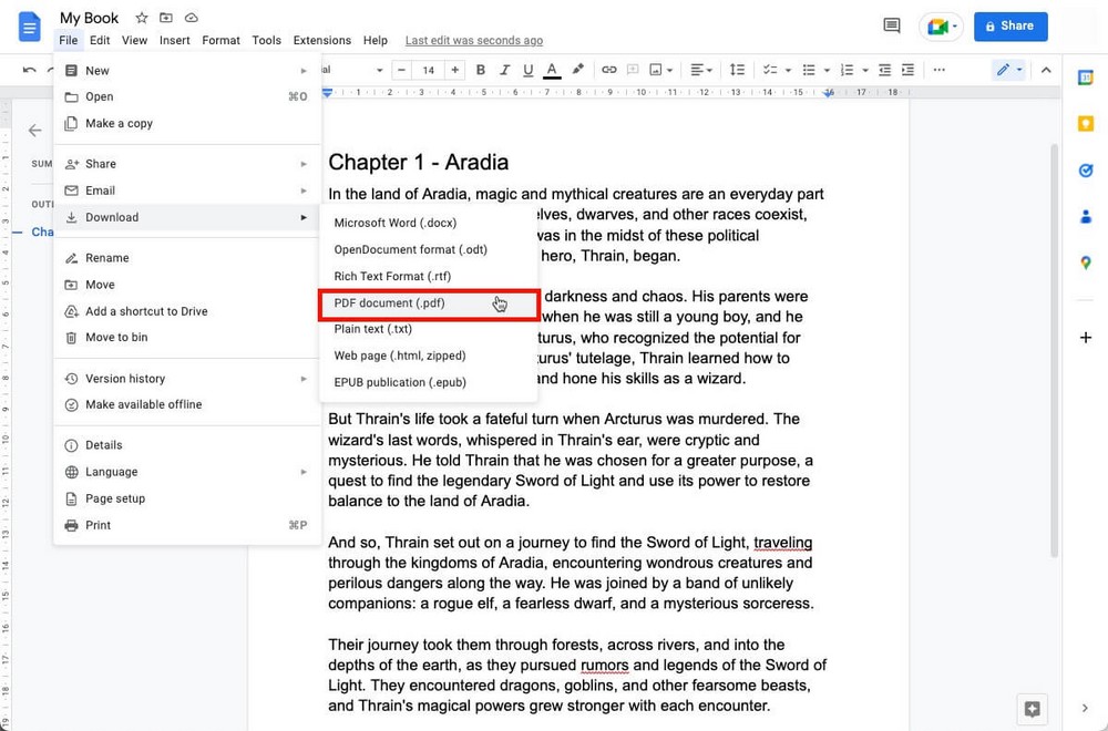 Write a book in Google Docs