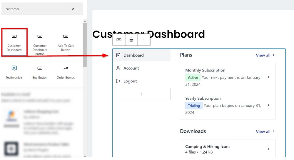 add customer dashboard