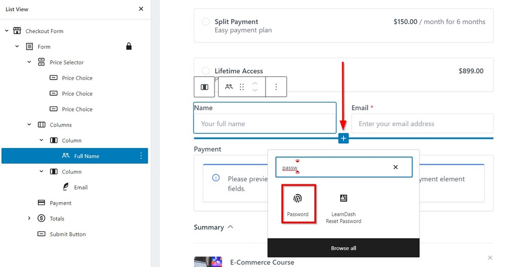 add password field