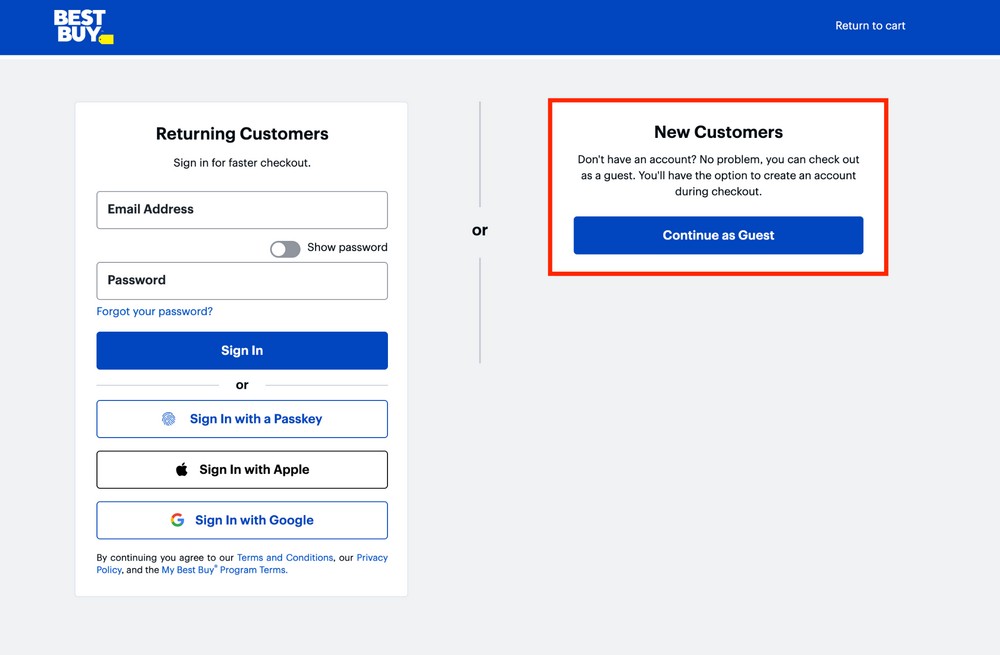 best buy guest checkout