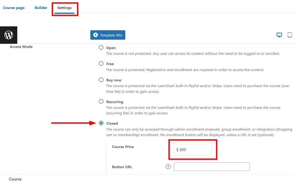 change access mode to closed