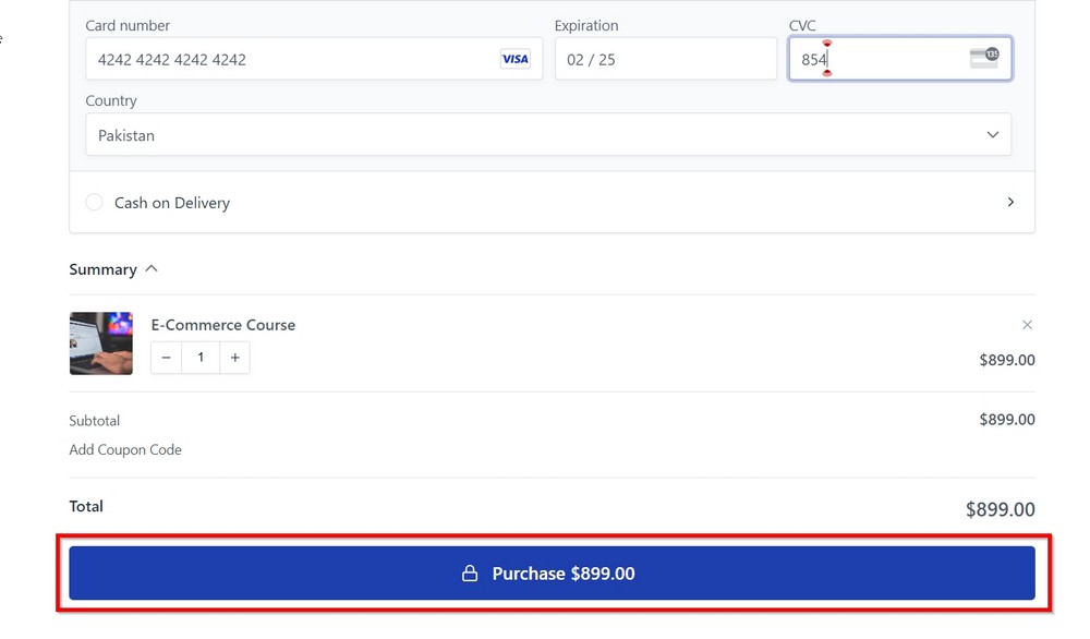 checkout form purchase button