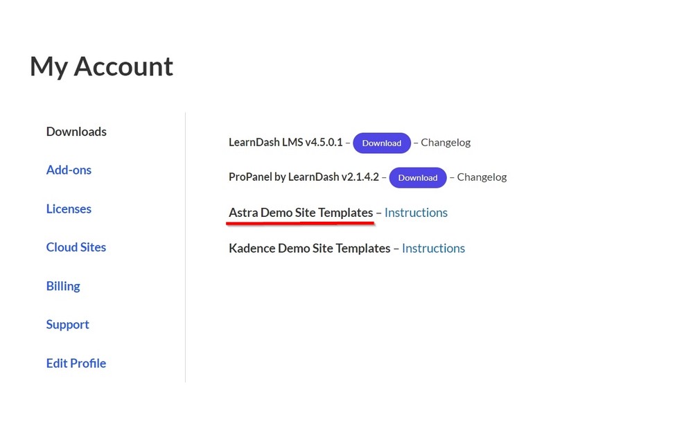 learndash user account area