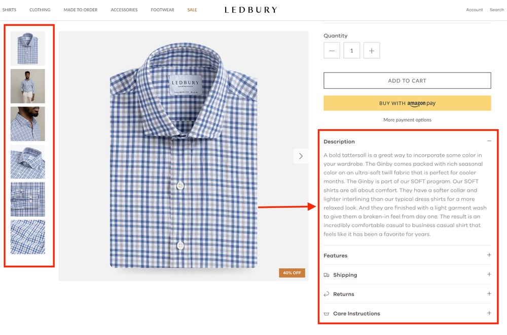 ledbury product detail page