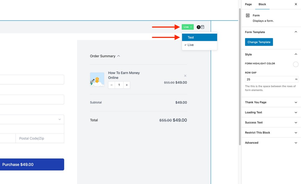 change the form status