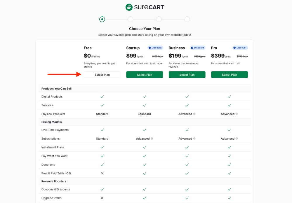 choose a surecart plan