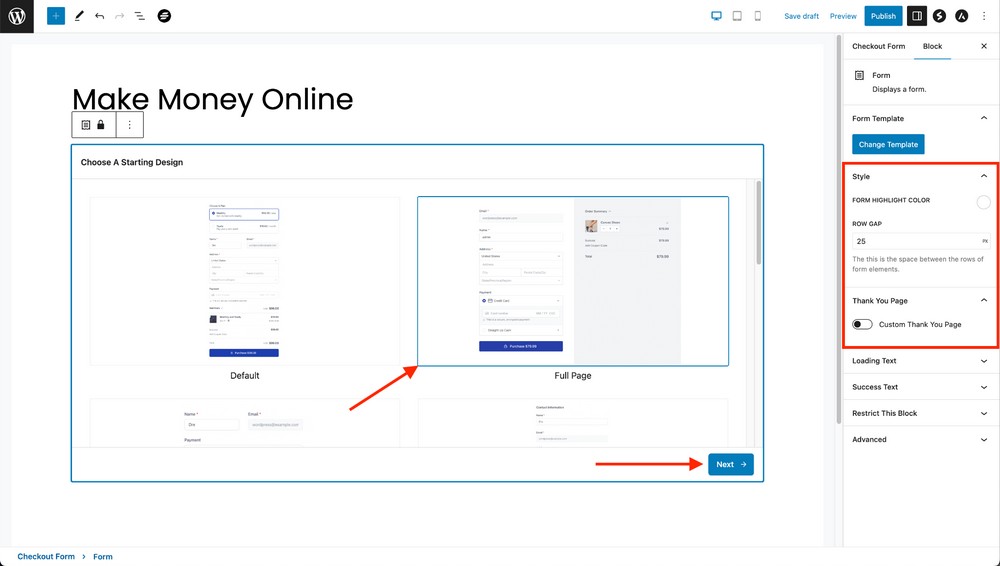 choose the form template