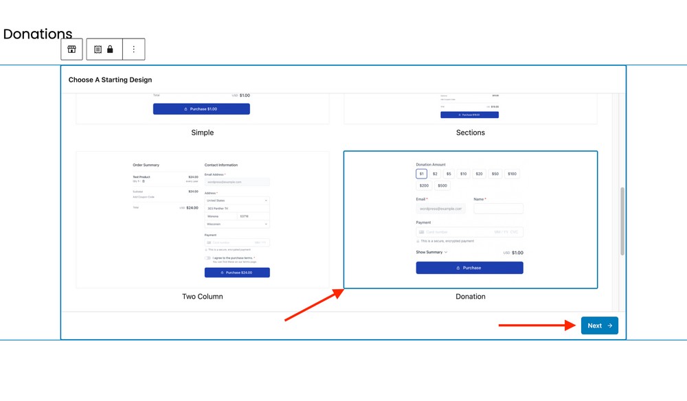 Donation form button