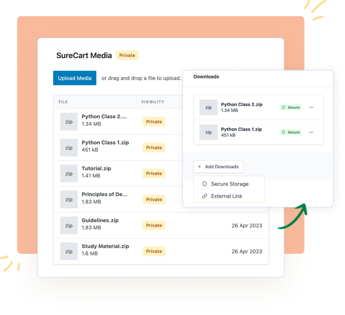 Store Files Securely on SureCart