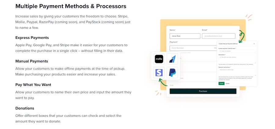 SureCart payment methods