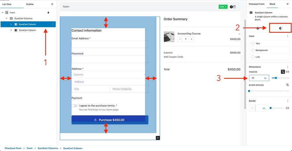 add padding to column