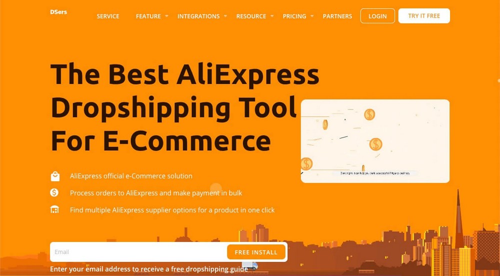 DSers homepage aliexpress dropshipping tool