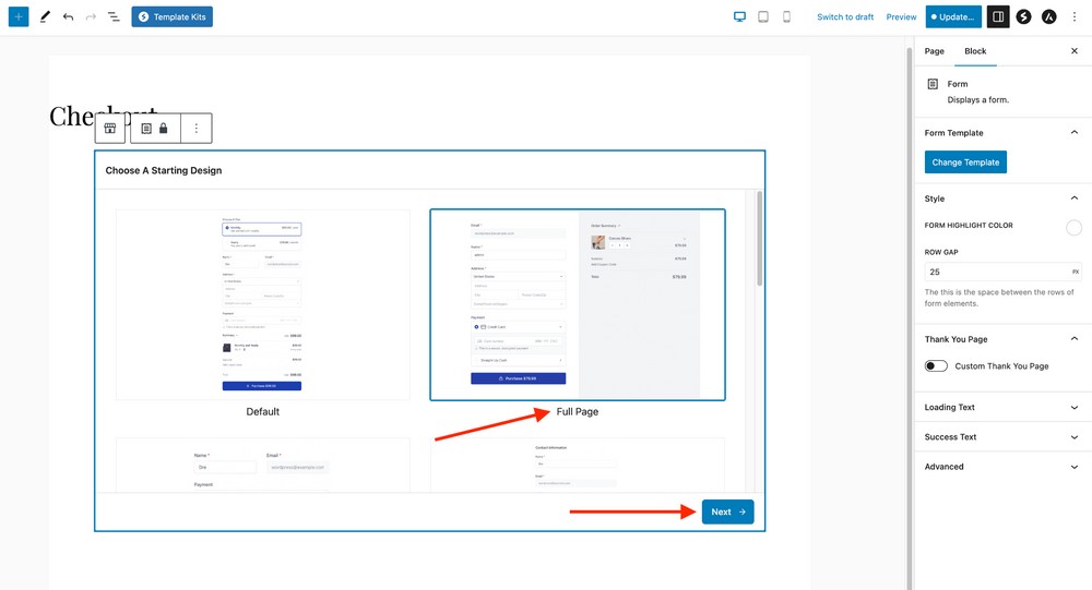 select form template