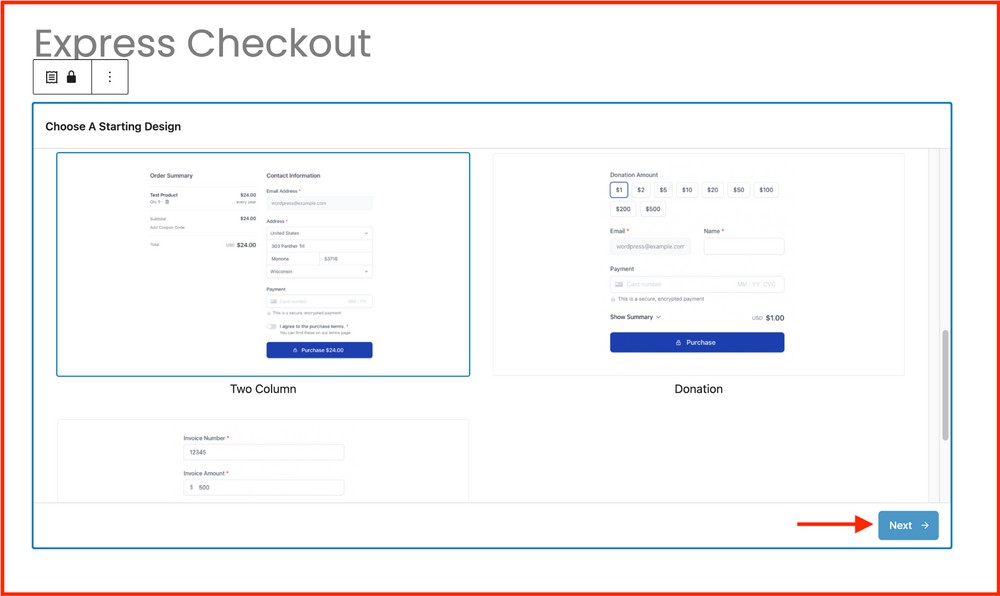 select predesigned form templates