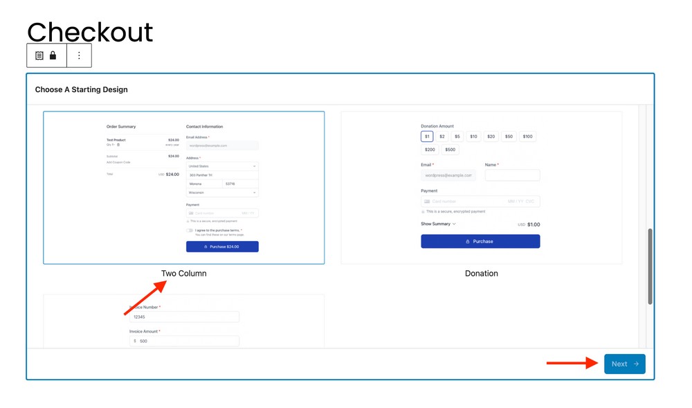 select the form template