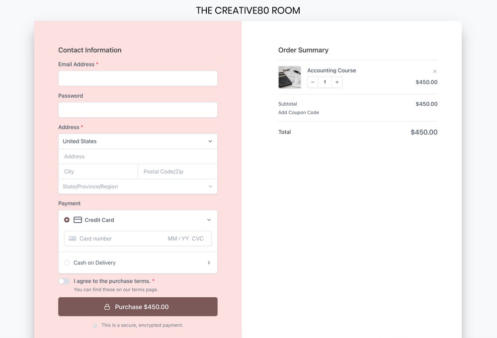 shopify like two column checkout form