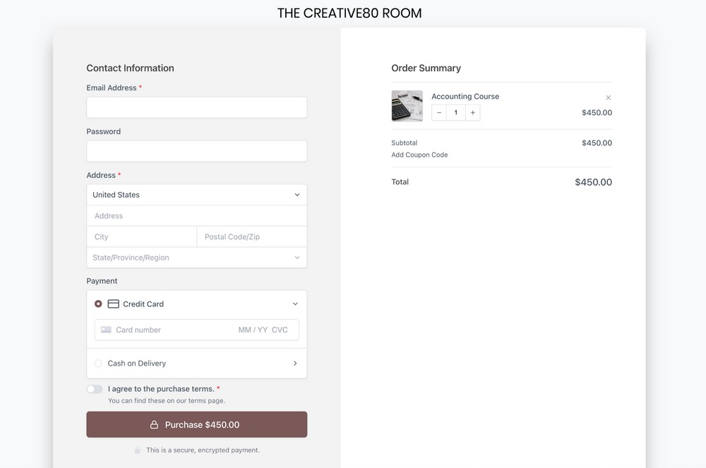 shopify like two column checkout form