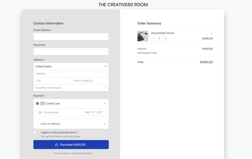 shopify like two column checkout form