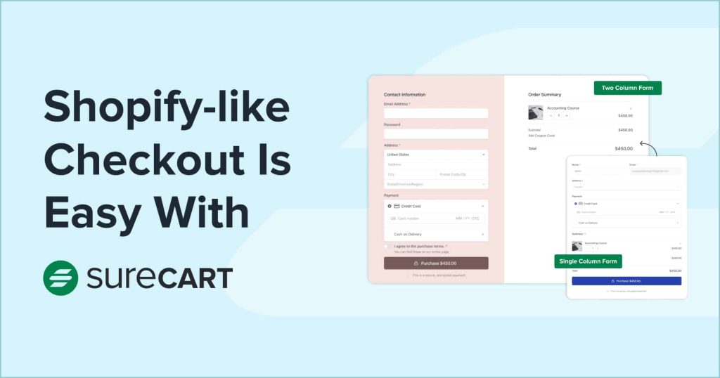 shopyfiy like checkout with surecart