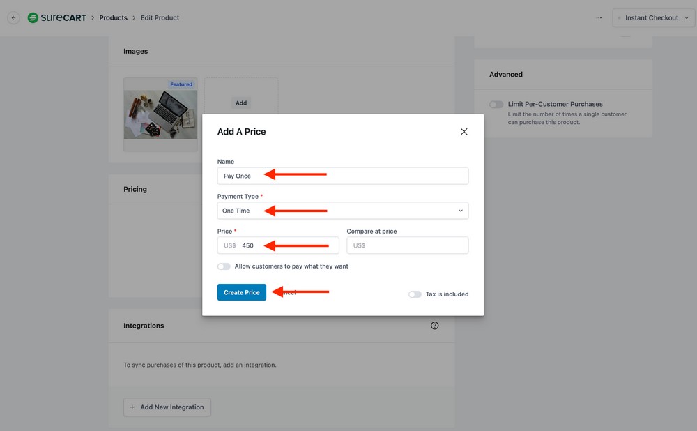 surecart product pricing module