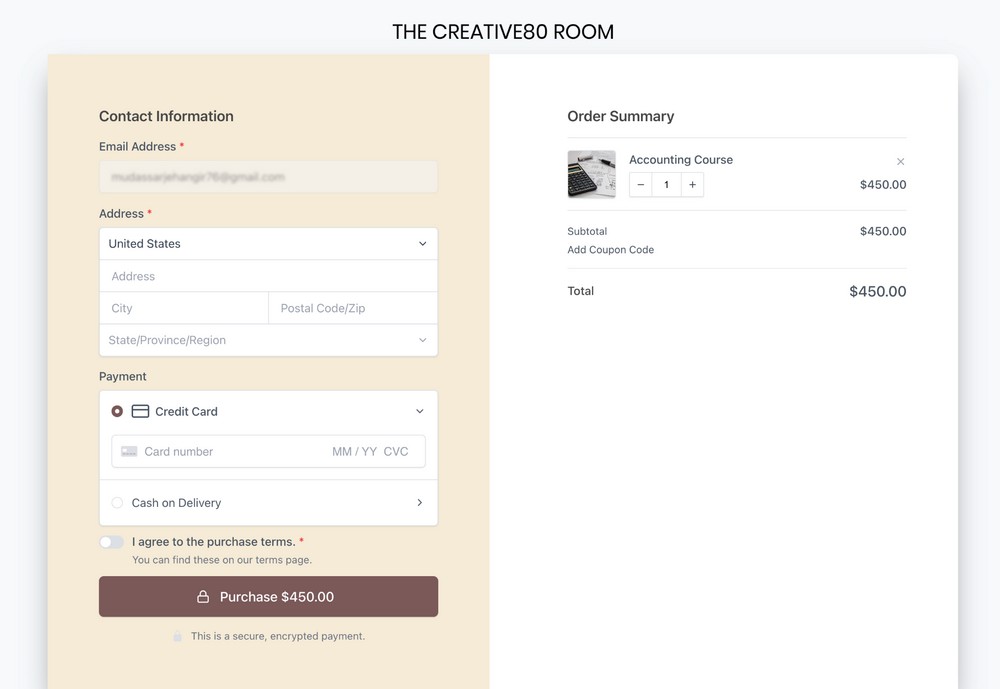 two column checkout page