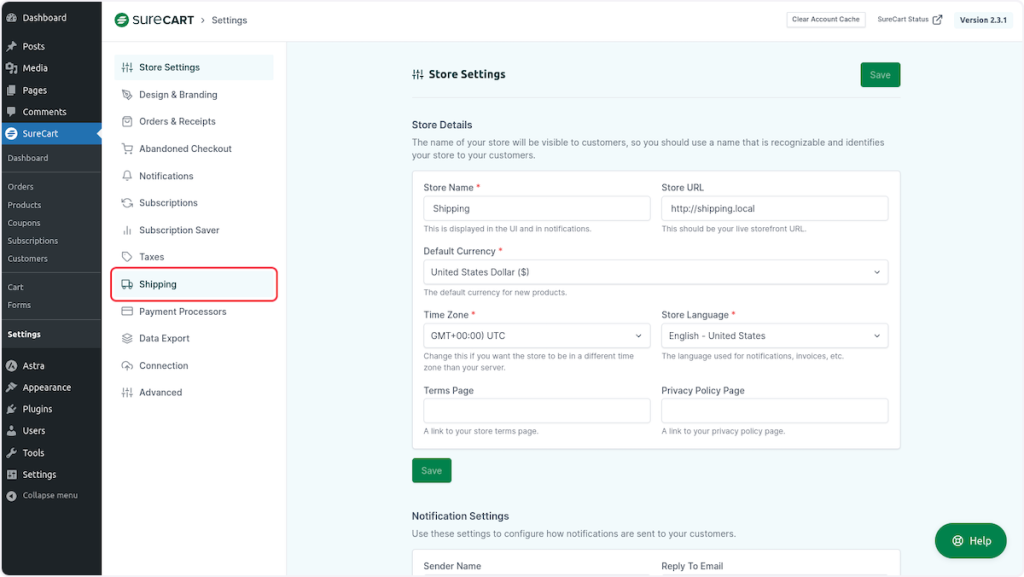 SureCart_Settings_Shipping