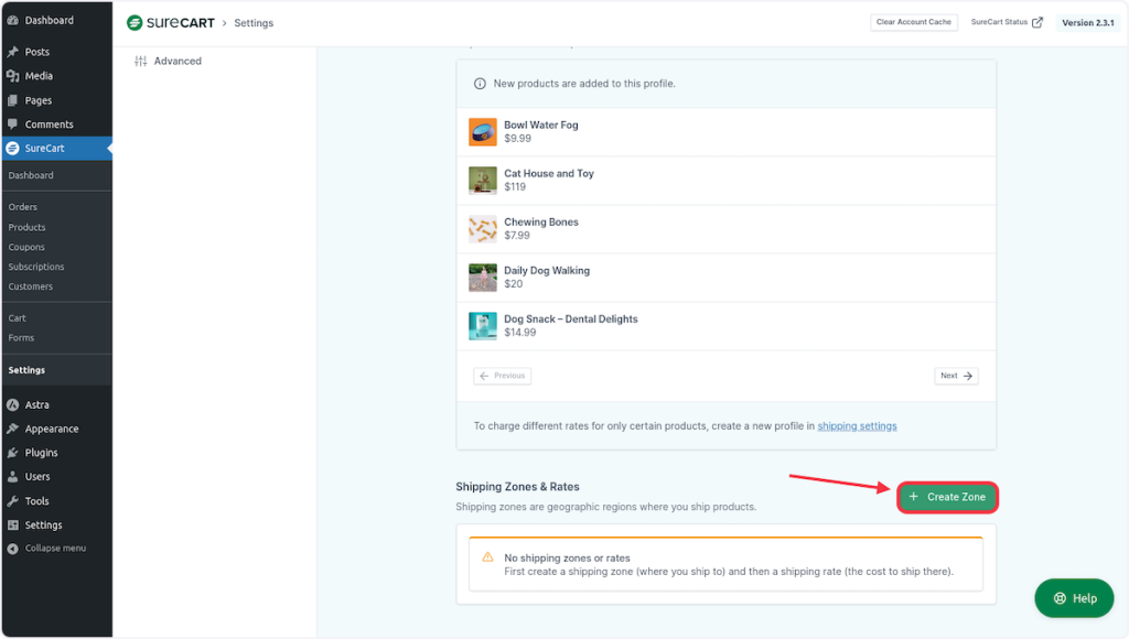 SureCart_settings_Shipping_Zone