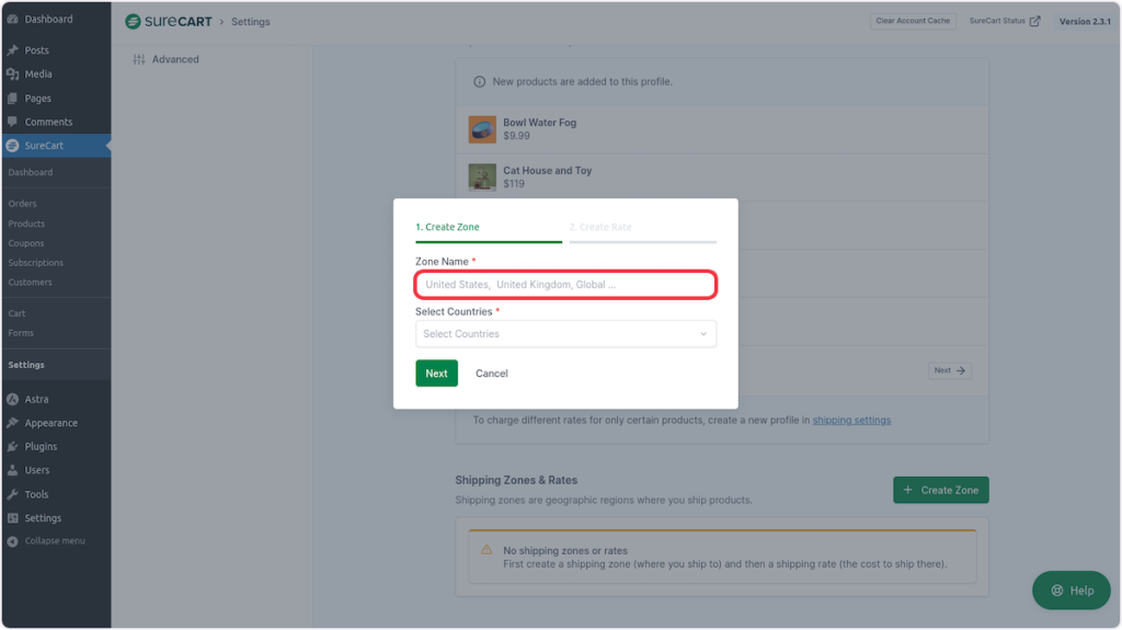 SureCart_settings_Shipping_Zone_create