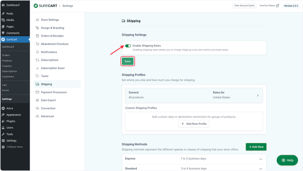 SureCart_settings_Shipping_enable