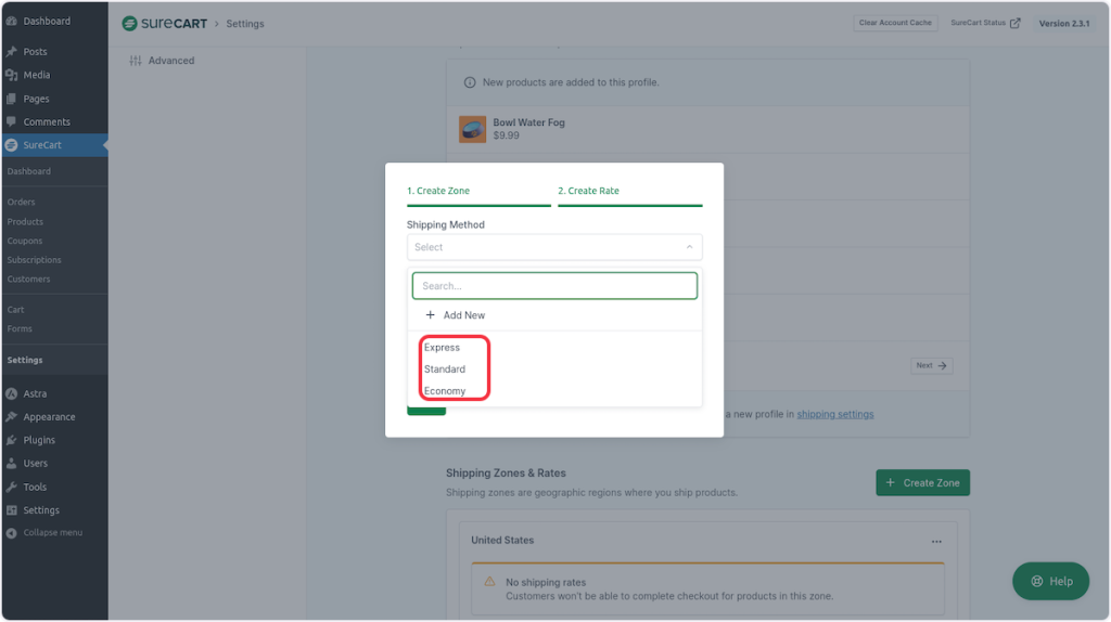 SureCart_settings_Shipping_method