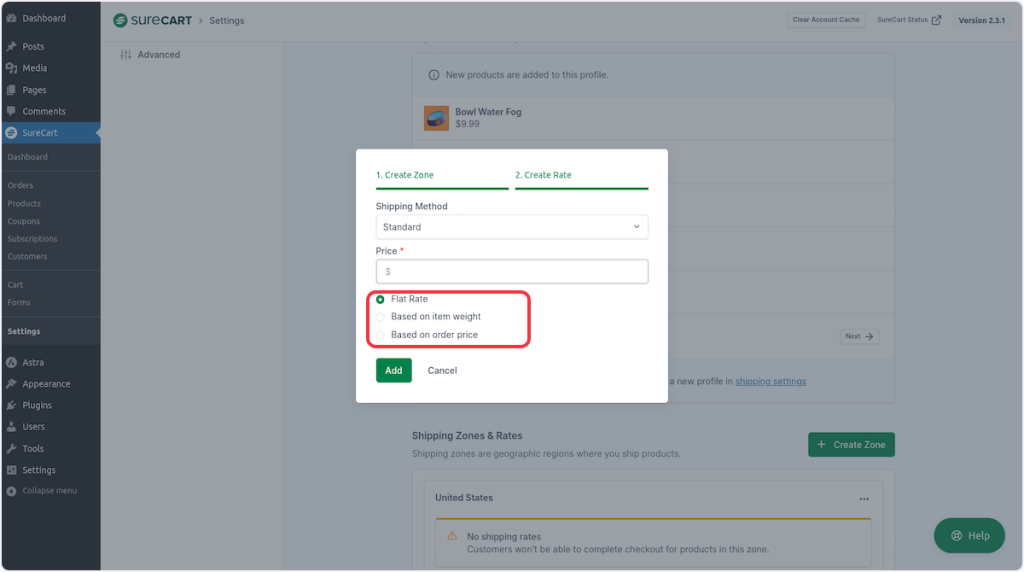 SureCart_settings_Shipping_method_rate