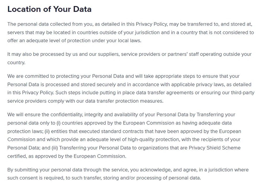 record of personal data