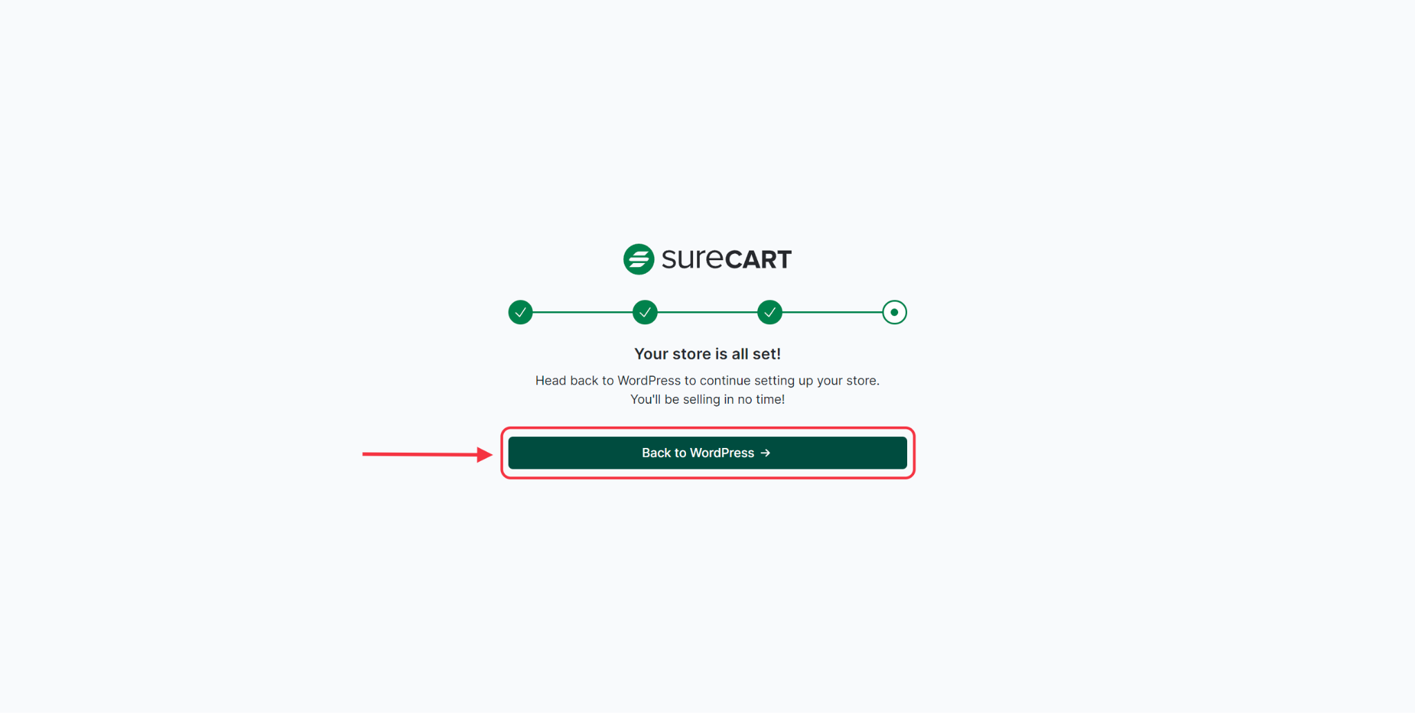 SureCart back to WordPress