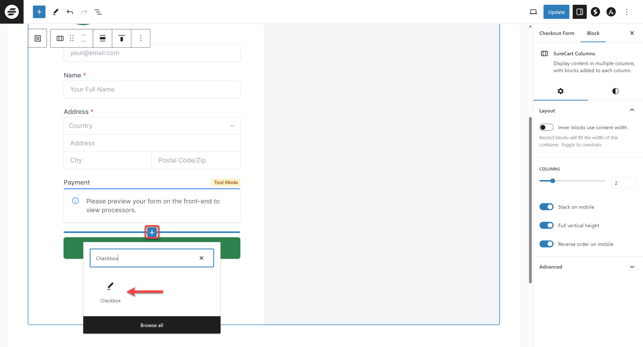 SureCart Checkout Checkbox block