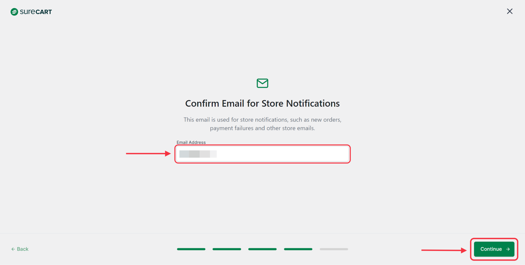 SureCart Confirm Email Store Notifications