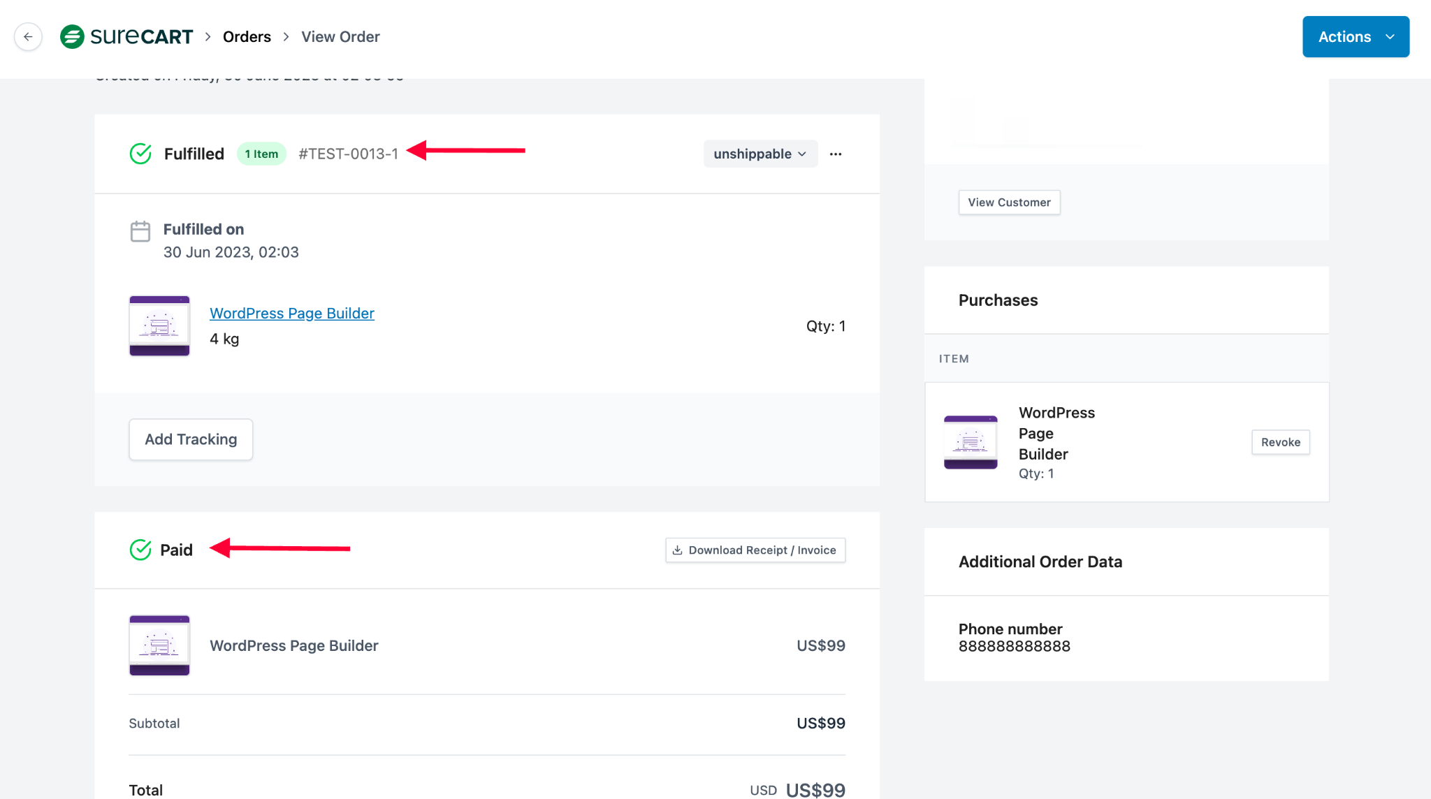 SureCart Fulfillment Status, Order Status, & Order Receipts/Invoice
