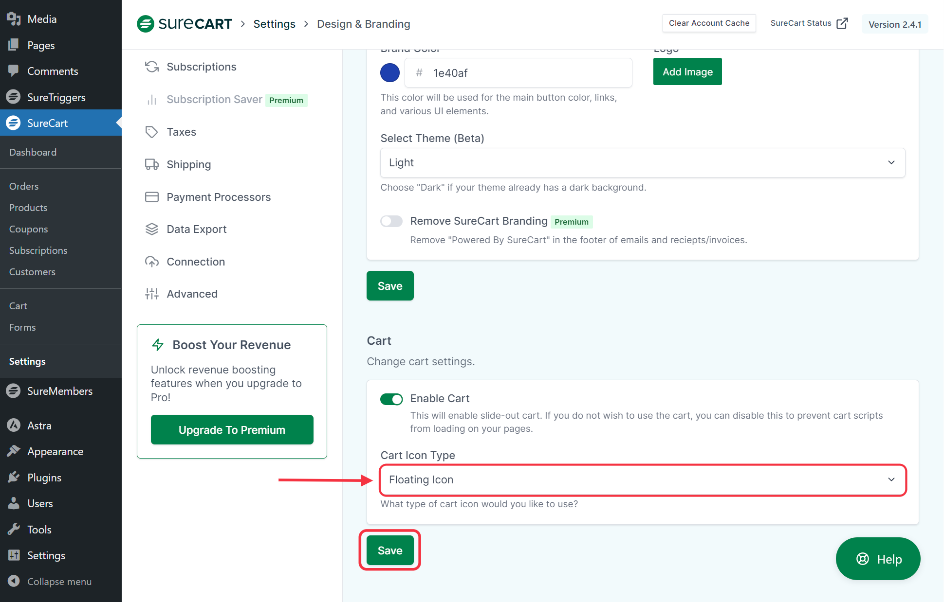 SureCart Slide Out Cart Floating Icon