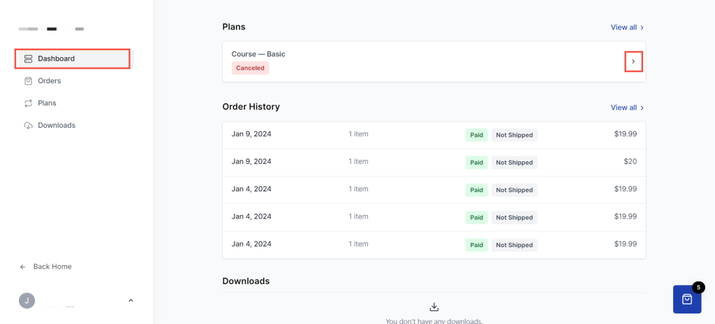 Customer Dashboard