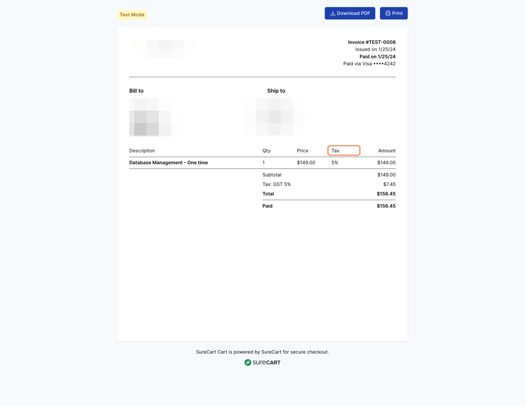 Tax column