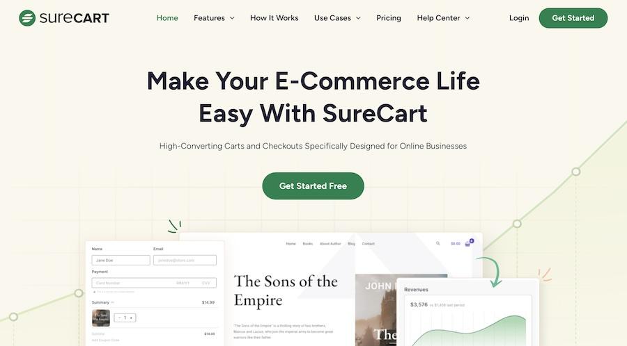 SureCart homepage