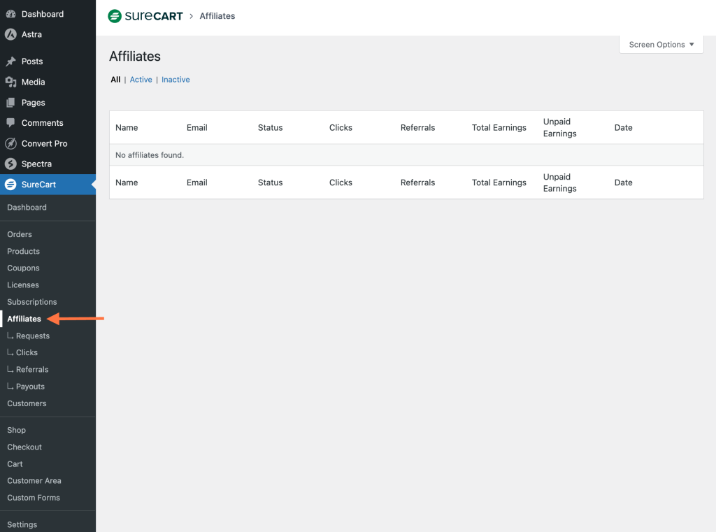 SureCart > Affiliates