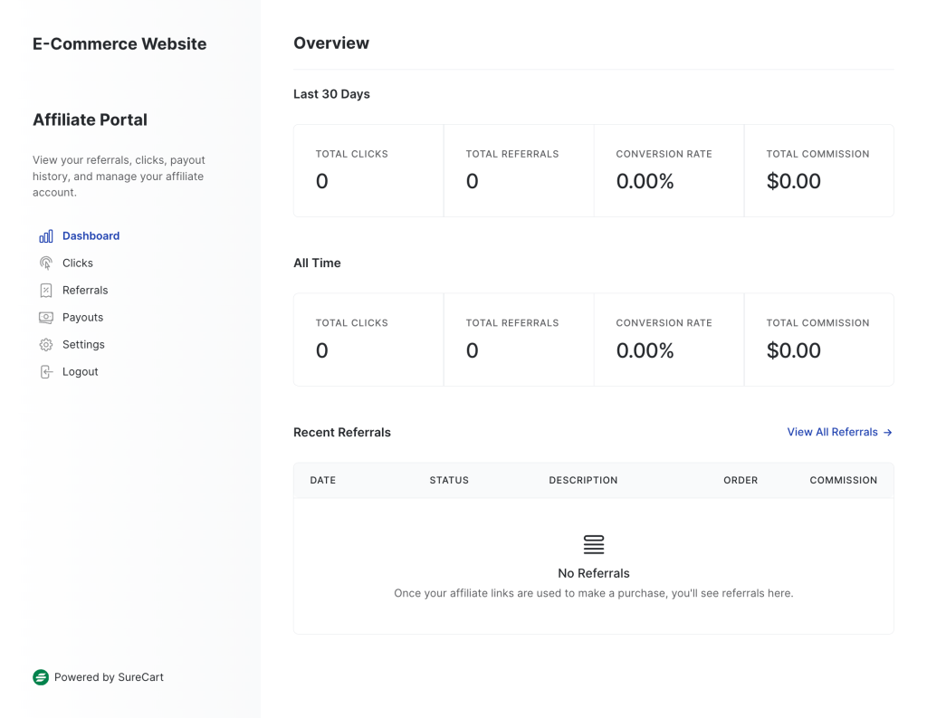 affiliate portal dashboard